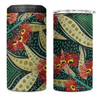 Australian Native Eucalyptus Plant 4 in 1 Can Cooler Tumbler Aboriginal Dot Art
