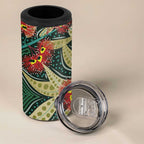 Australian Native Eucalyptus Plant 4 in 1 Can Cooler Tumbler Aboriginal Dot Art