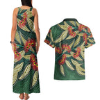 Australian Native Eucalyptus Plant Couples Matching Tank Maxi Dress and Hawaiian Shirt Aboriginal Dot Art