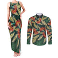 Australian Native Eucalyptus Plant Couples Matching Tank Maxi Dress and Long Sleeve Button Shirt Aboriginal Dot Art