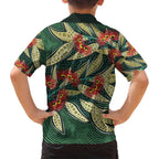 Australian Native Eucalyptus Plant Family Matching Long Sleeve Bodycon Dress and Hawaiian Shirt Aboriginal Dot Art