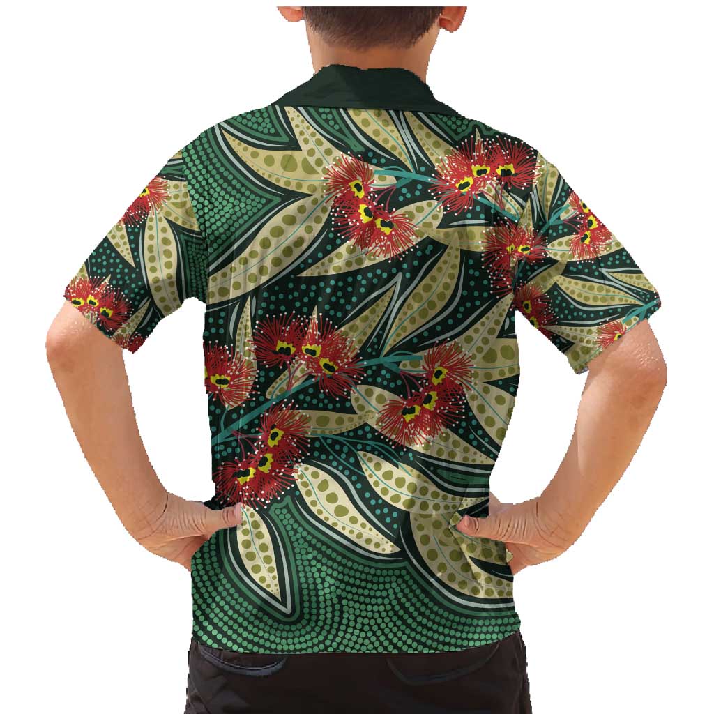 Australian Native Eucalyptus Plant Family Matching Mermaid Dress and Hawaiian Shirt Aboriginal Dot Art