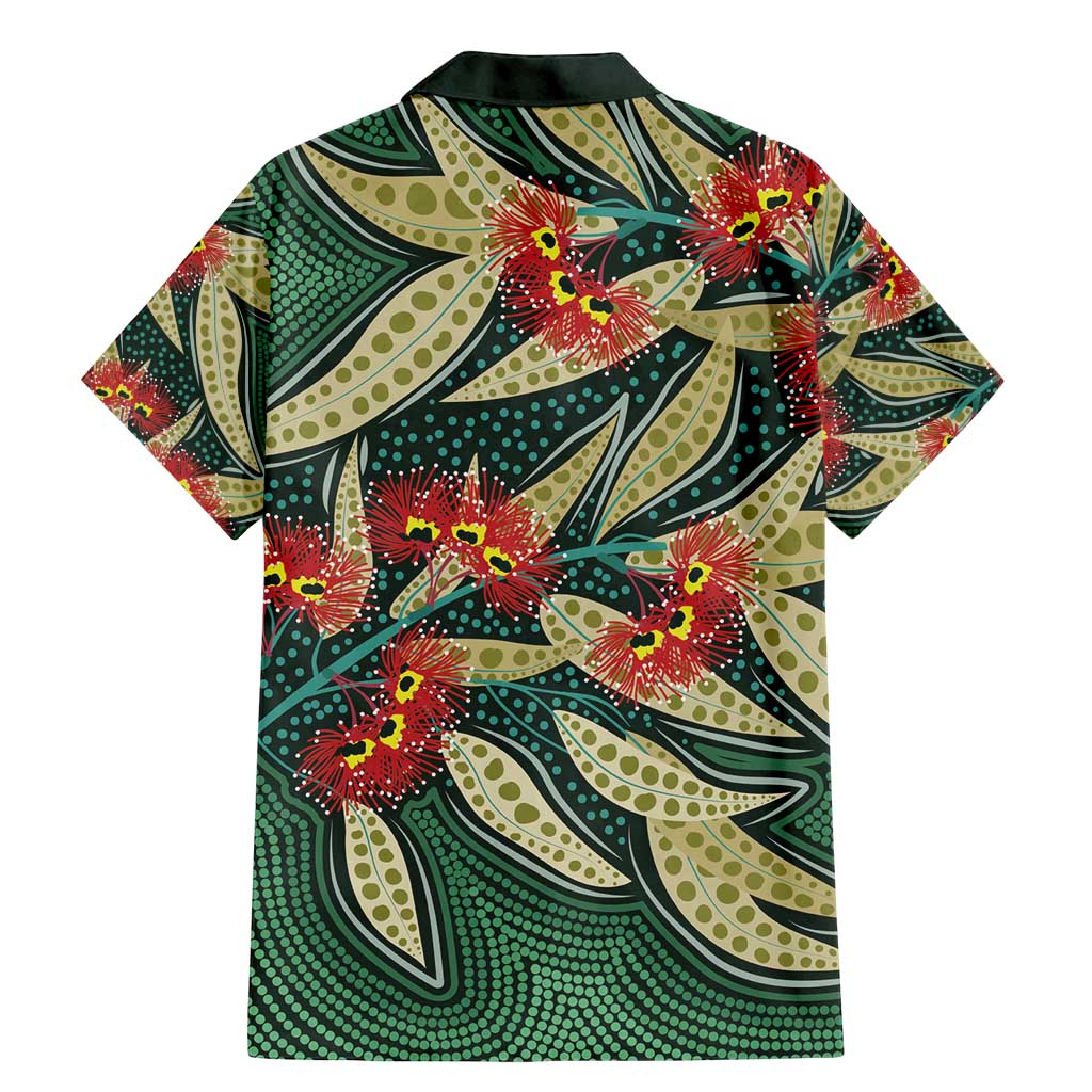 Australian Native Eucalyptus Plant Family Matching Mermaid Dress and Hawaiian Shirt Aboriginal Dot Art