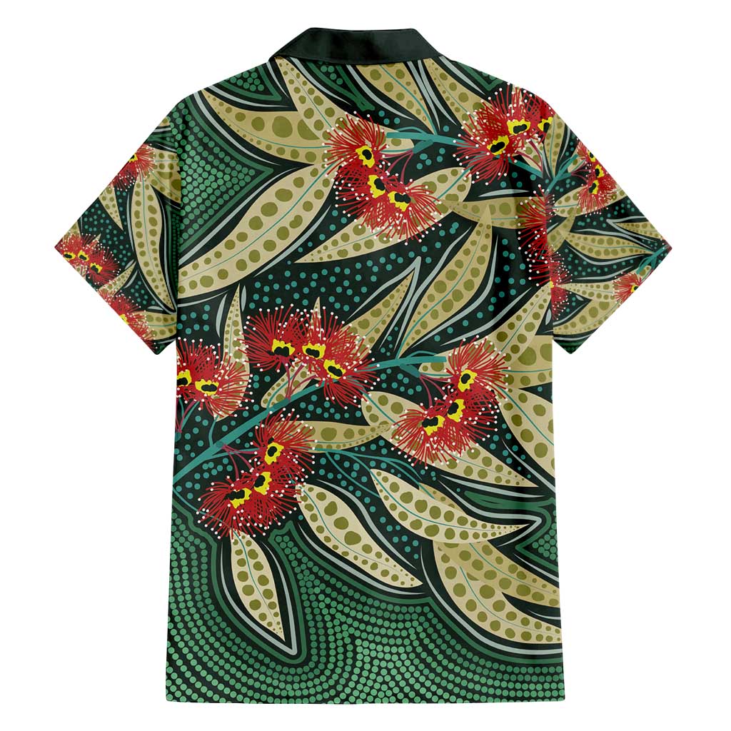 Australian Native Eucalyptus Plant Family Matching Off Shoulder Maxi Dress and Hawaiian Shirt Aboriginal Dot Art