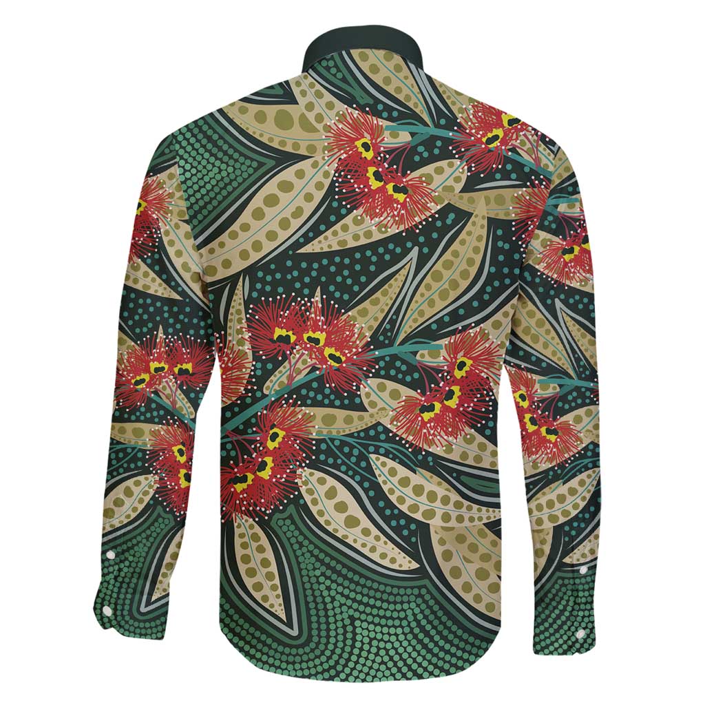 Australian Native Eucalyptus Plant Family Matching Off Shoulder Maxi Dress and Hawaiian Shirt Aboriginal Dot Art