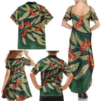 Australian Native Eucalyptus Plant Family Matching Summer Maxi Dress and Hawaiian Shirt Aboriginal Dot Art