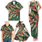 Australian Native Eucalyptus Plant Family Matching Tank Maxi Dress and Hawaiian Shirt Aboriginal Dot Art