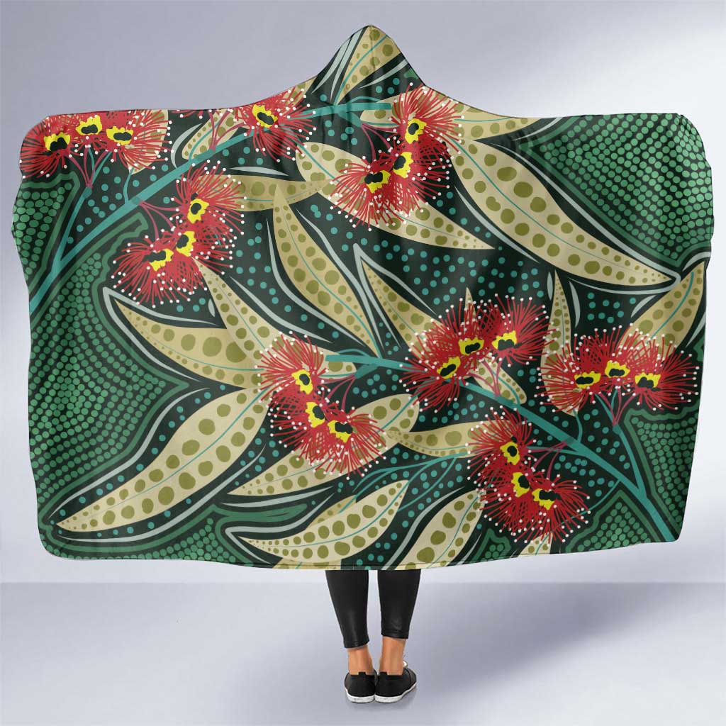 Australian Native Eucalyptus Plant Hooded Blanket Aboriginal Dot Art