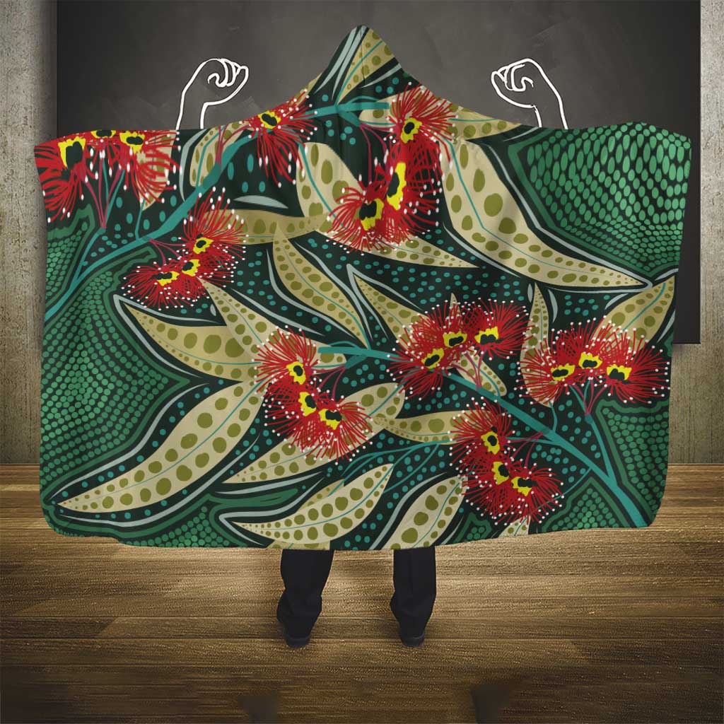Australian Native Eucalyptus Plant Hooded Blanket Aboriginal Dot Art