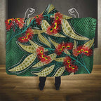Australian Native Eucalyptus Plant Hooded Blanket Aboriginal Dot Art