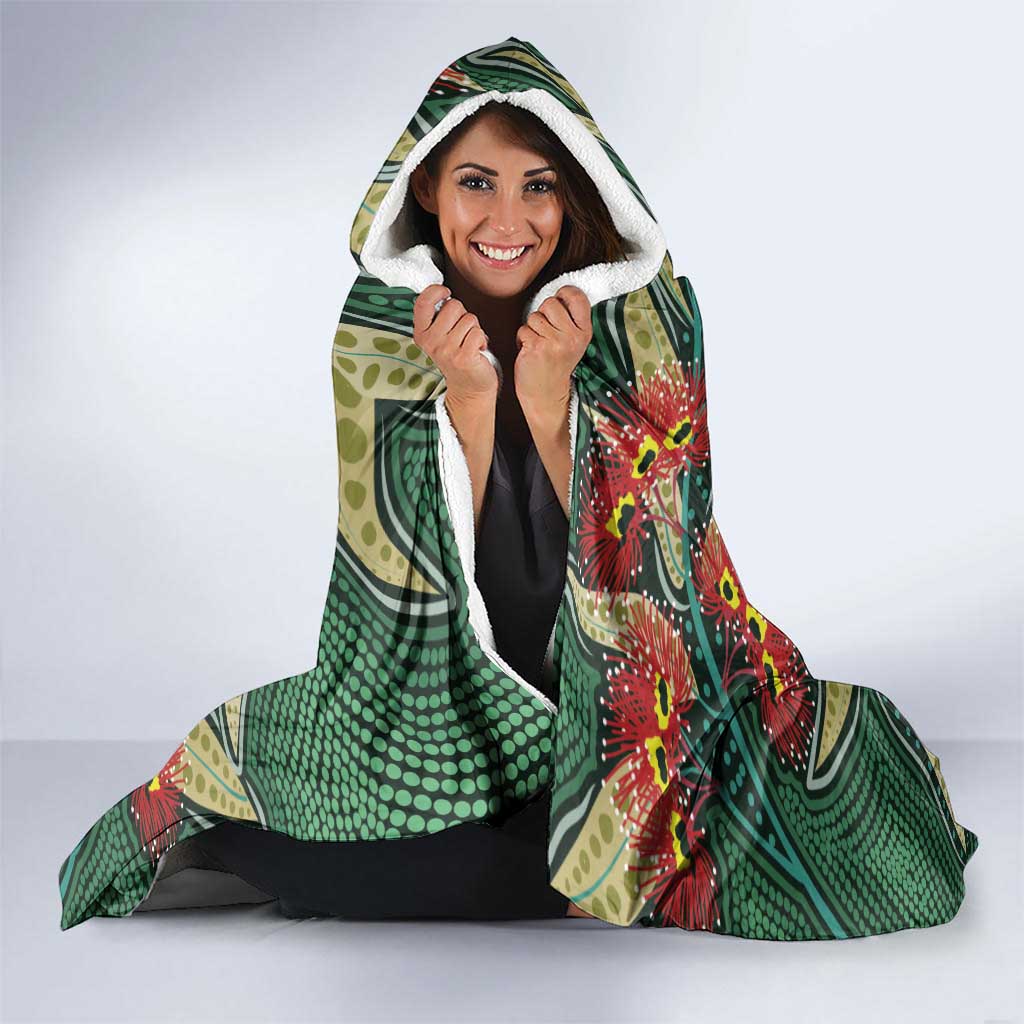 Australian Native Eucalyptus Plant Hooded Blanket Aboriginal Dot Art