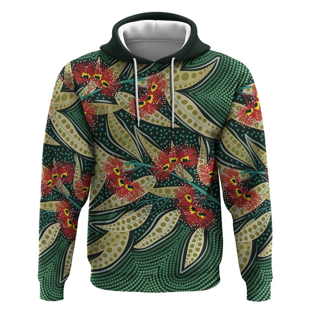 Australian Native Eucalyptus Plant Hoodie Aboriginal Dot Art
