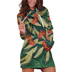 Australian Native Eucalyptus Plant Hoodie Dress Aboriginal Dot Art
