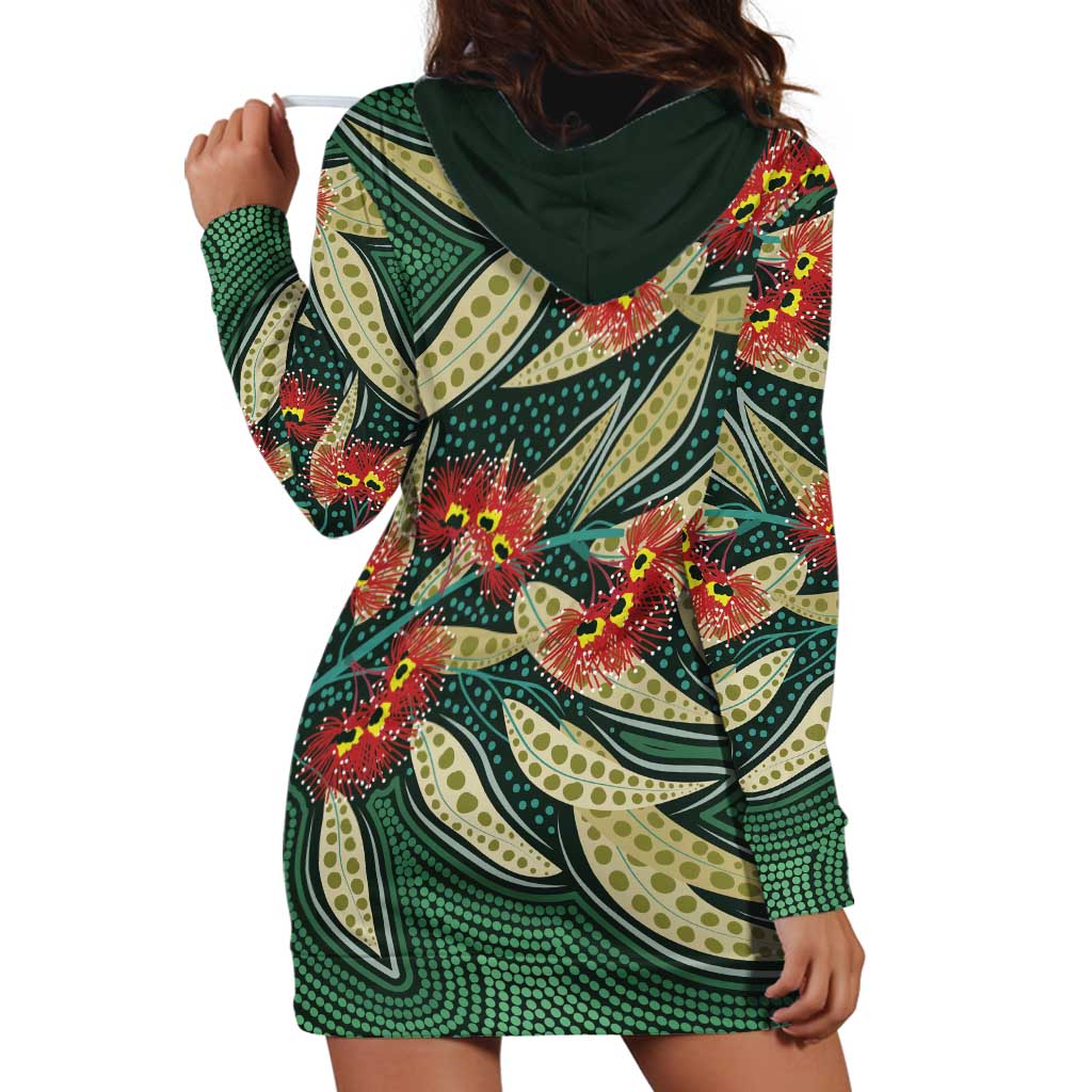 Australian Native Eucalyptus Plant Hoodie Dress Aboriginal Dot Art