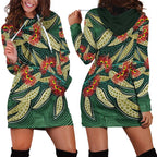 Australian Native Eucalyptus Plant Hoodie Dress Aboriginal Dot Art