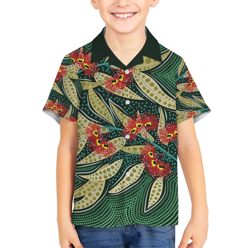 Australian Native Eucalyptus Plant Kid Hawaiian Shirt Aboriginal Dot Art