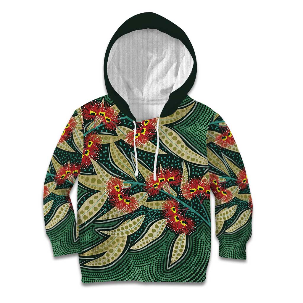 Australian Native Eucalyptus Plant Kid Hoodie Aboriginal Dot Art