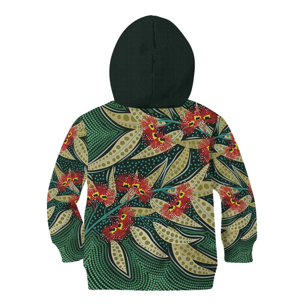 Australian Native Eucalyptus Plant Kid Hoodie Aboriginal Dot Art