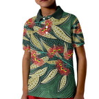 Australian Native Eucalyptus Plant Kid Polo Shirt Aboriginal Dot Art