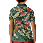 Australian Native Eucalyptus Plant Kid Polo Shirt Aboriginal Dot Art