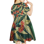 Australian Native Eucalyptus Plant Kid Short Sleeve Dress Aboriginal Dot Art