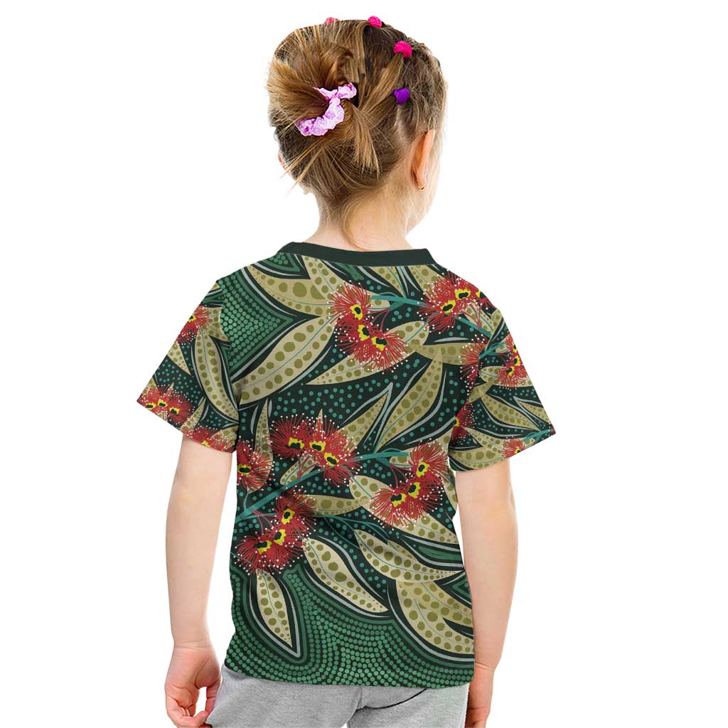 Australian Native Eucalyptus Plant Kid T Shirt Aboriginal Dot Art