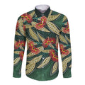 Australian Native Eucalyptus Plant Long Sleeve Button Shirt Aboriginal Dot Art