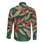 Australian Native Eucalyptus Plant Long Sleeve Button Shirt Aboriginal Dot Art