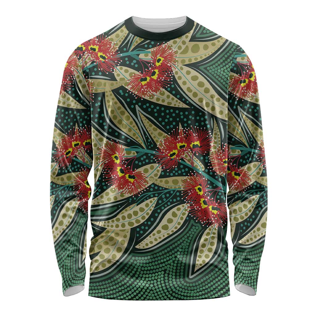 Australian Native Eucalyptus Plant Long Sleeve Shirt Aboriginal Dot Art