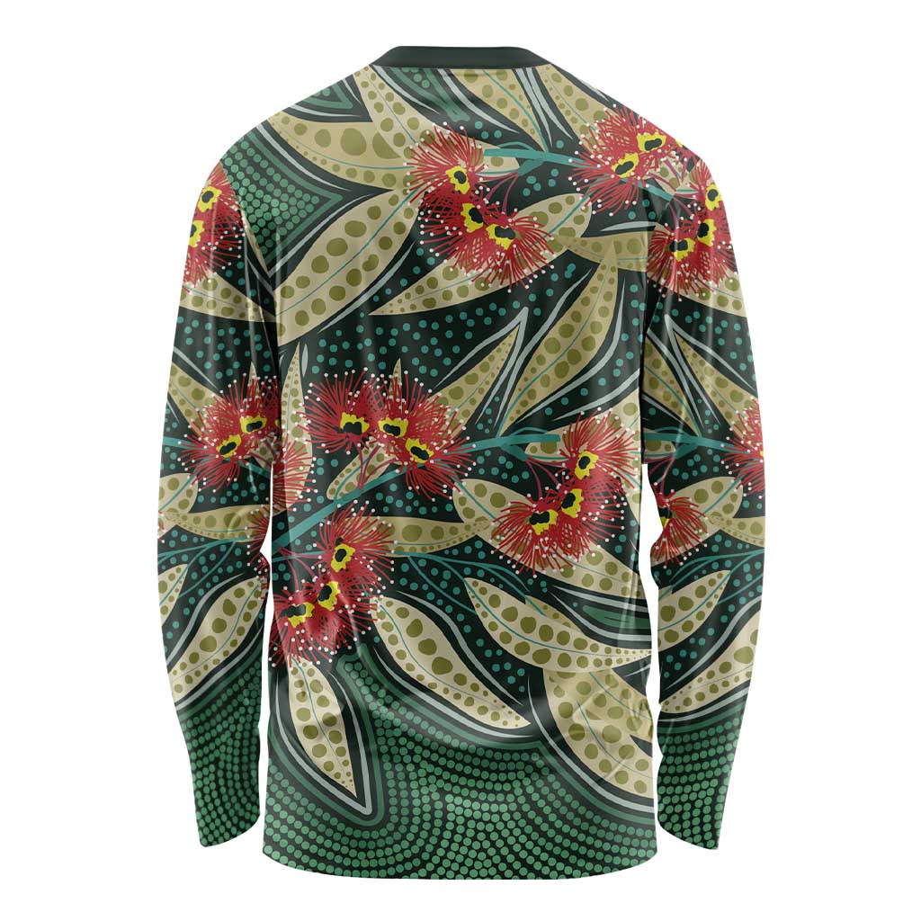 Australian Native Eucalyptus Plant Long Sleeve Shirt Aboriginal Dot Art