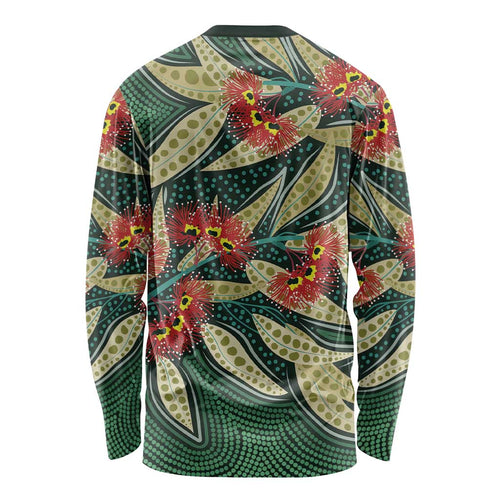 Australian Native Eucalyptus Plant Long Sleeve Shirt Aboriginal Dot Art