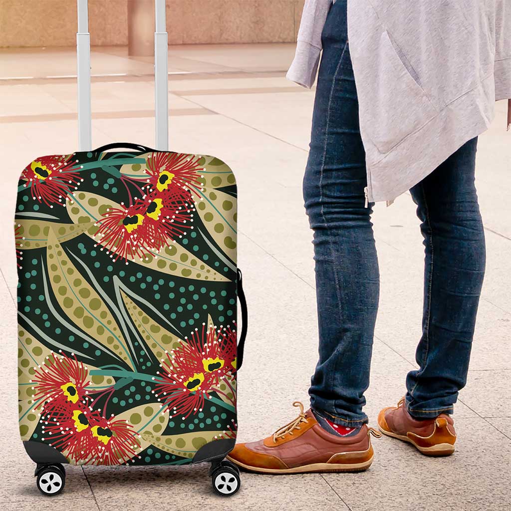 Australian Native Eucalyptus Plant Luggage Cover Aboriginal Dot Art