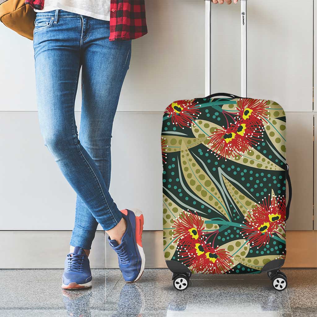 Australian Native Eucalyptus Plant Luggage Cover Aboriginal Dot Art
