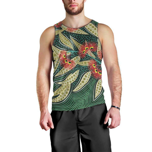 Australian Native Eucalyptus Plant Men Tank Top Aboriginal Dot Art