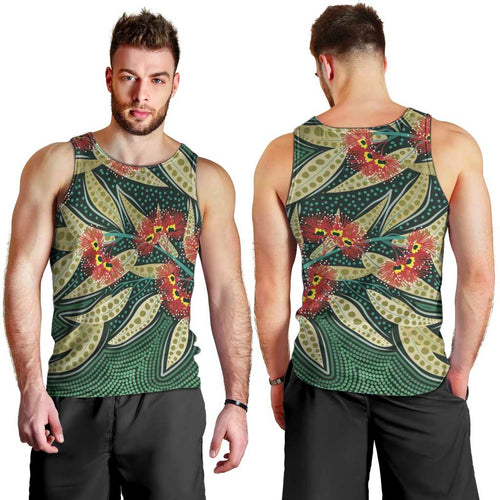 Australian Native Eucalyptus Plant Men Tank Top Aboriginal Dot Art