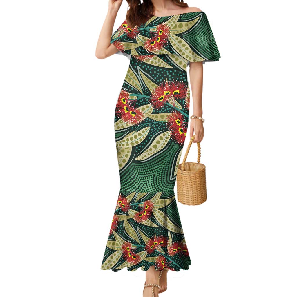 Australian Native Eucalyptus Plant Mermaid Dress Aboriginal Dot Art