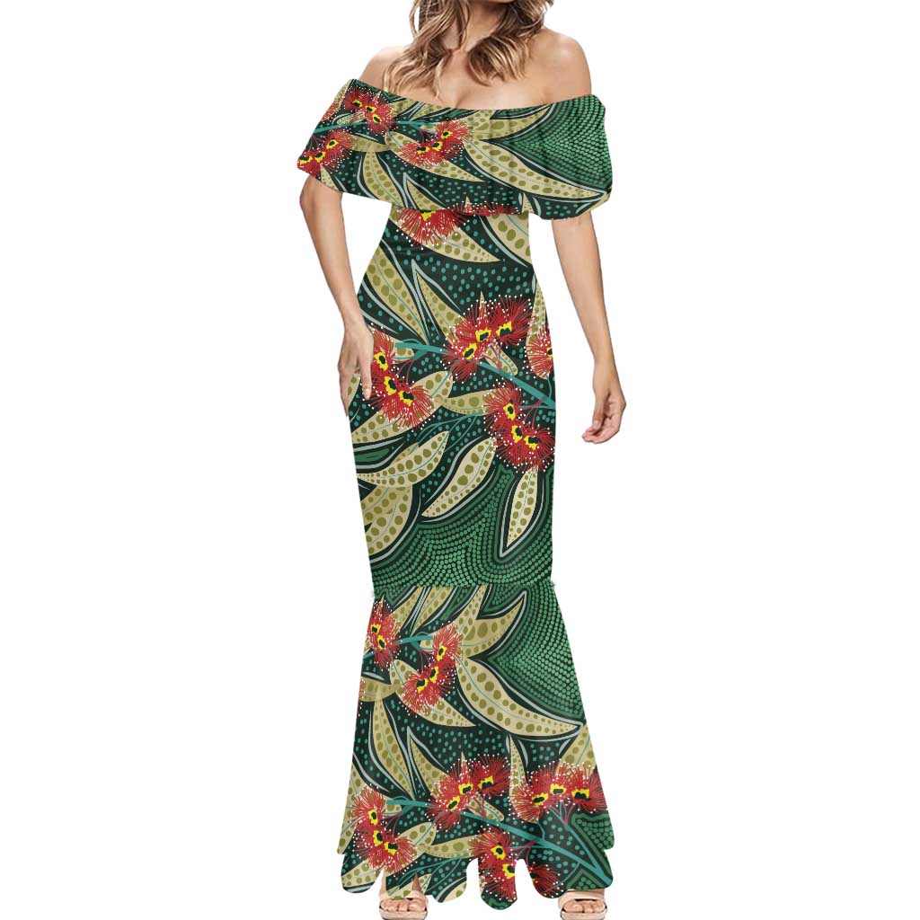 Australian Native Eucalyptus Plant Mermaid Dress Aboriginal Dot Art