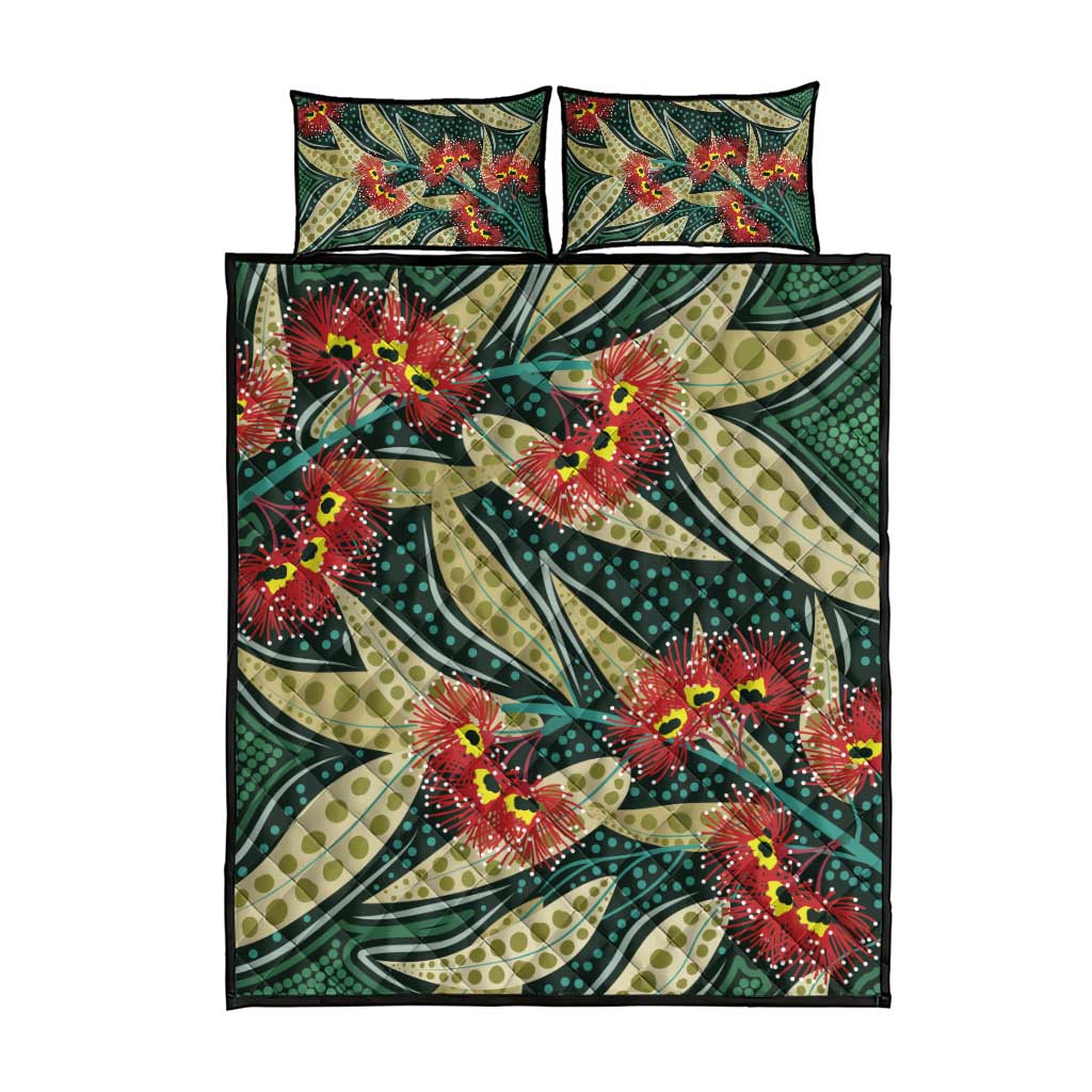 Australian Native Eucalyptus Plant Quilt Bed Set Aboriginal Dot Art