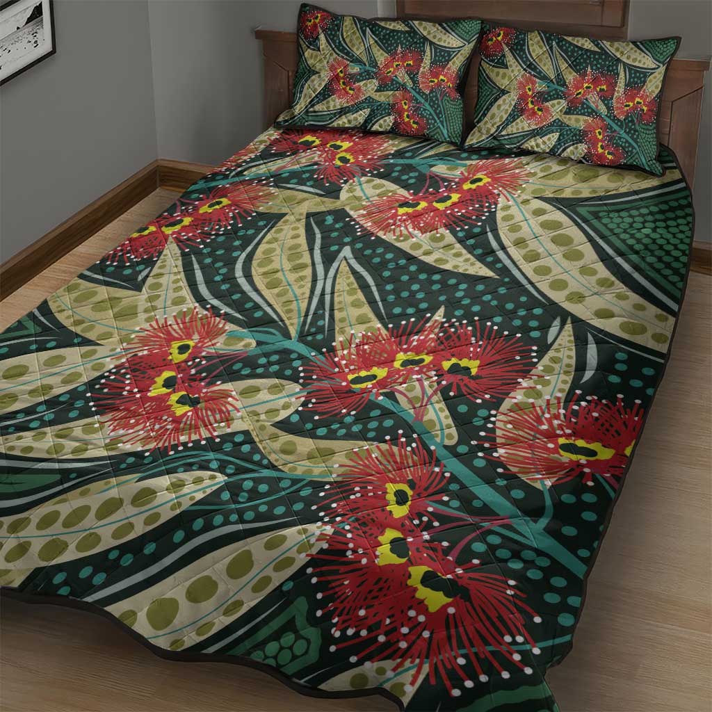Australian Native Eucalyptus Plant Quilt Bed Set Aboriginal Dot Art