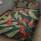 Australian Native Eucalyptus Plant Quilt Bed Set Aboriginal Dot Art