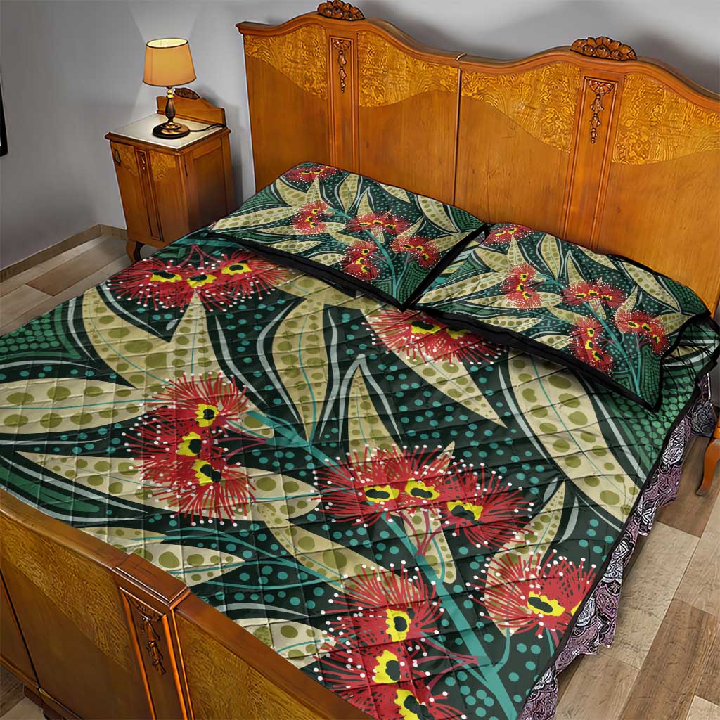 Australian Native Eucalyptus Plant Quilt Bed Set Aboriginal Dot Art