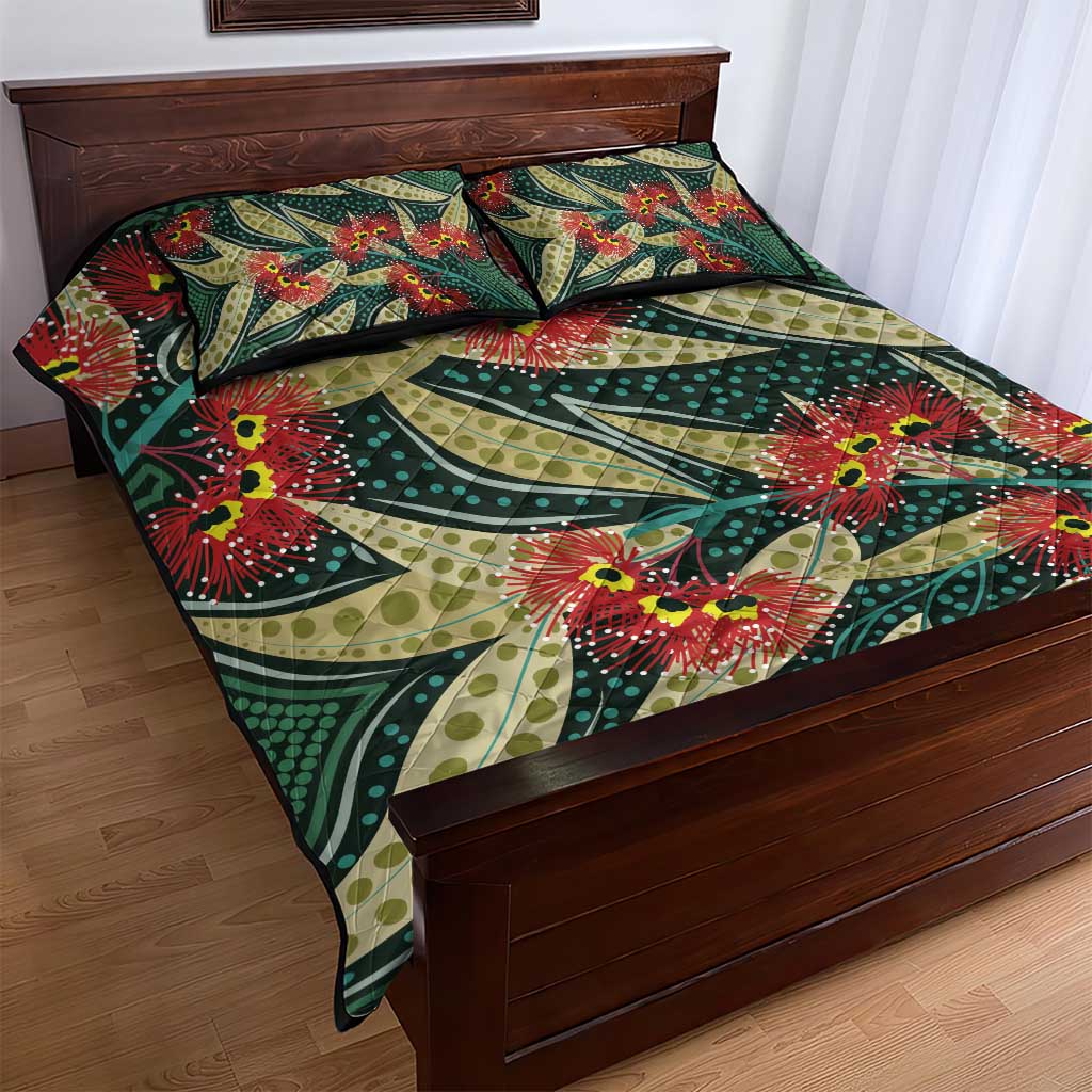 Australian Native Eucalyptus Plant Quilt Bed Set Aboriginal Dot Art