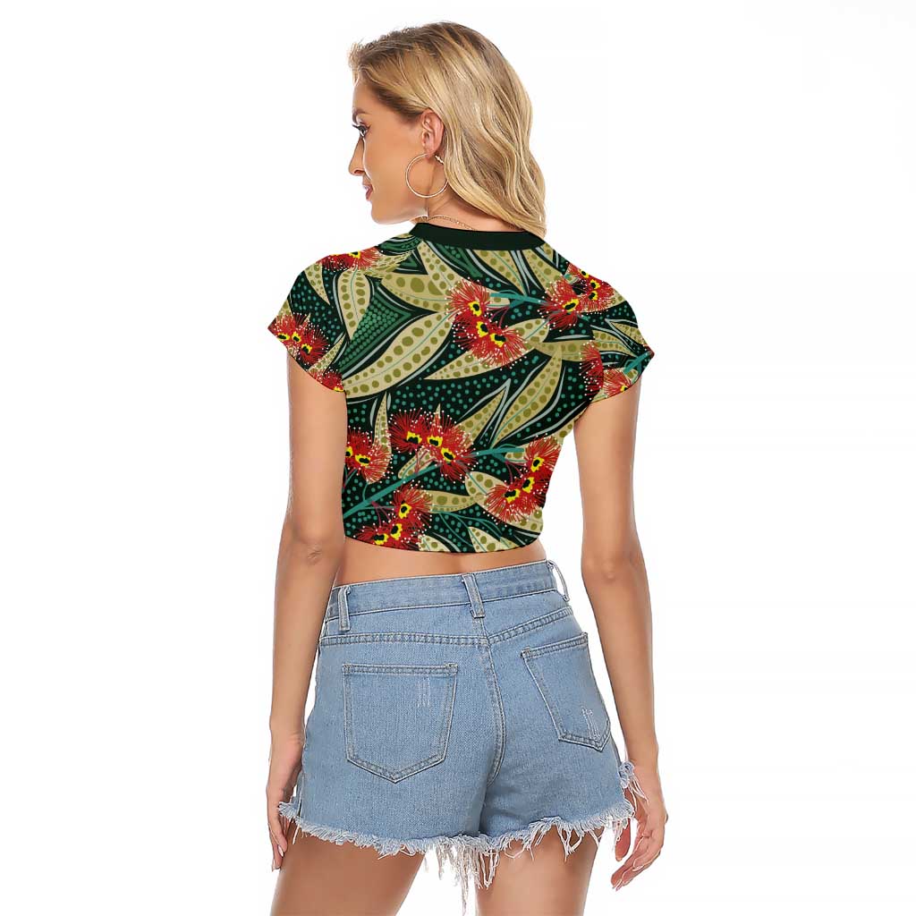 Australian Native Eucalyptus Plant Raglan Cropped T Shirt Aboriginal Dot Art