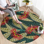 Australian Native Eucalyptus Plant Round Carpet Aboriginal Dot Art