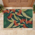 Australian Native Eucalyptus Plant Rubber Doormat Aboriginal Dot Art