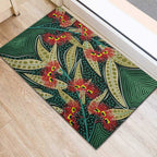 Australian Native Eucalyptus Plant Rubber Doormat Aboriginal Dot Art