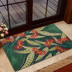Australian Native Eucalyptus Plant Rubber Doormat Aboriginal Dot Art