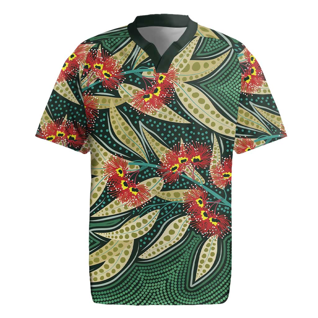 Australian Native Eucalyptus Plant Rugby Jersey Aboriginal Dot Art