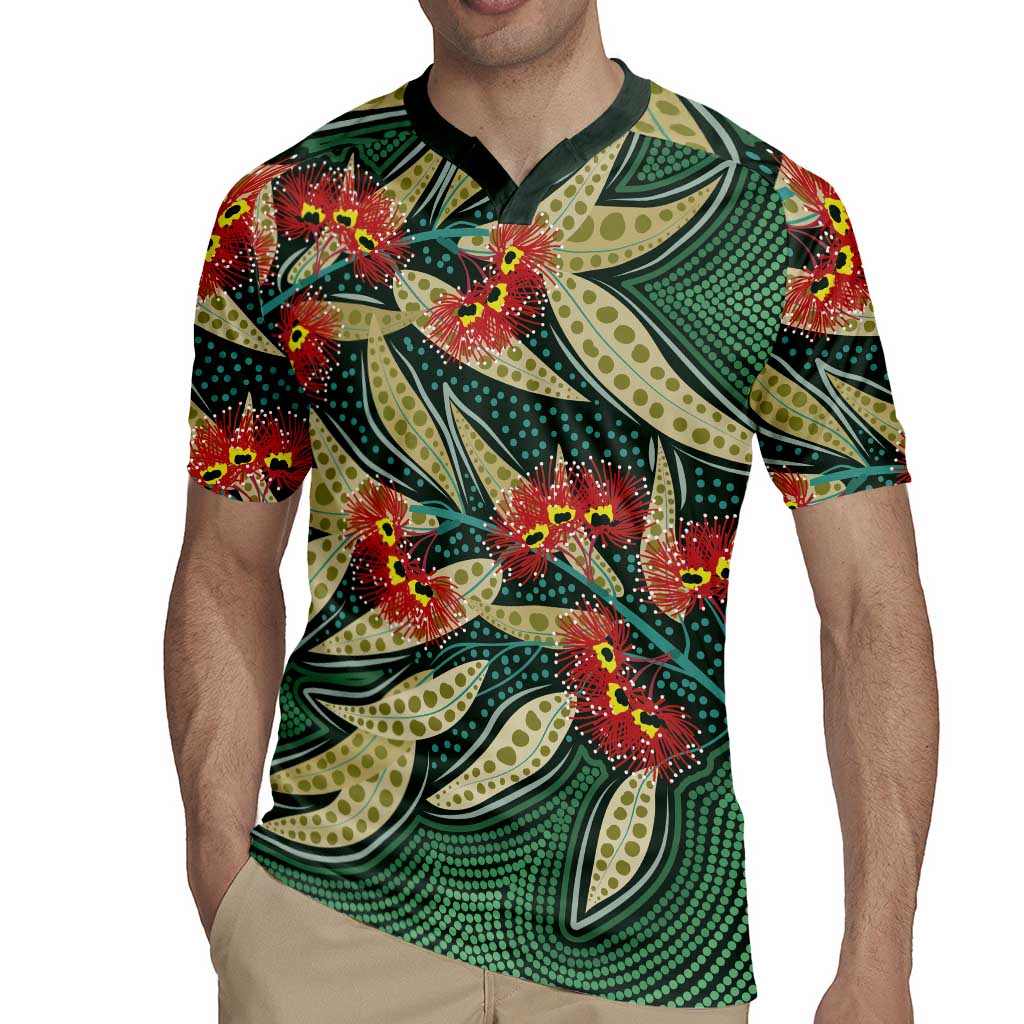 Australian Native Eucalyptus Plant Rugby Jersey Aboriginal Dot Art