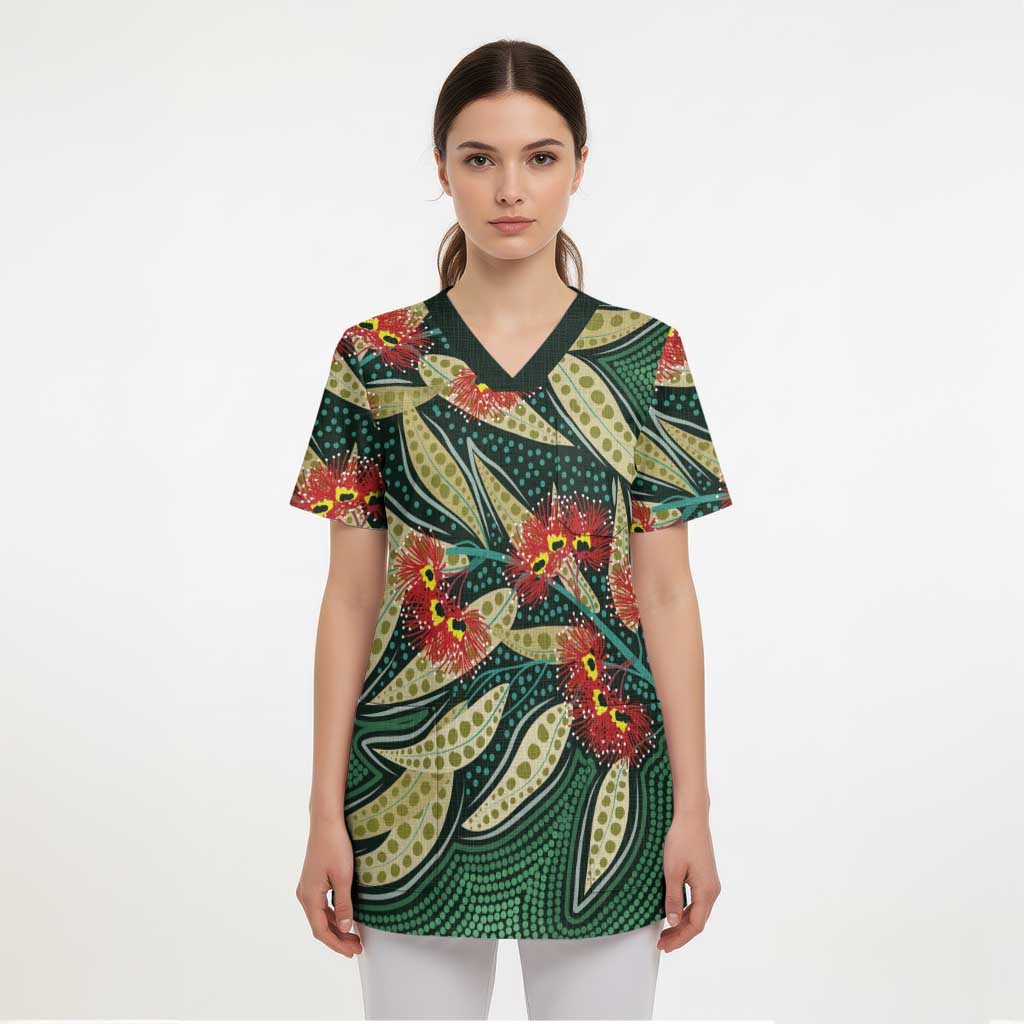 Australian Native Eucalyptus Plant Scrub Top Aboriginal Dot Art - Aussie Hoodie